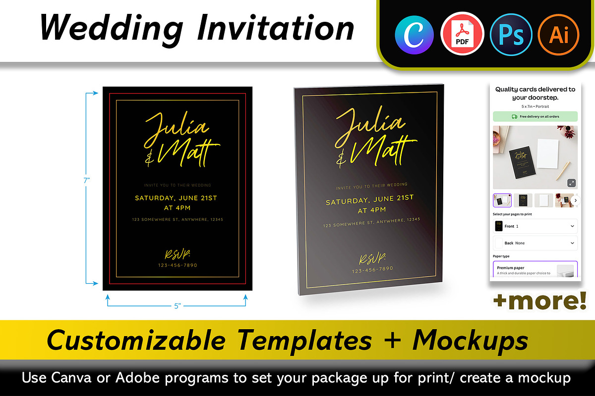 Wedding Invitation Mockup + Template, an Invitation Template by Korner (Photo 1 of 12)
