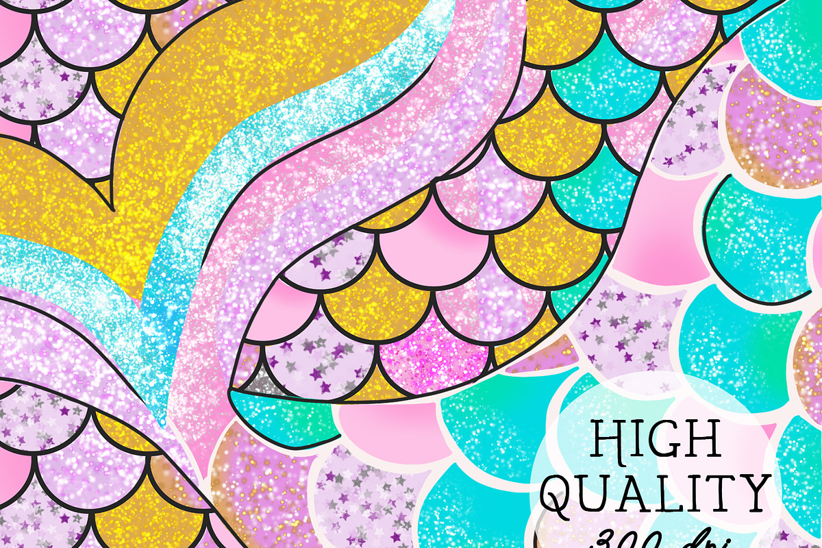 Mermaid tail clipart, nursery, a Decorative Illustration by CommercialCliparts (Photo 2 of 3)