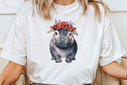 Red Roses Cute Animals Lion Hippo, an Illustration by CraftArtStudio (Thumbnail 4 of 6)