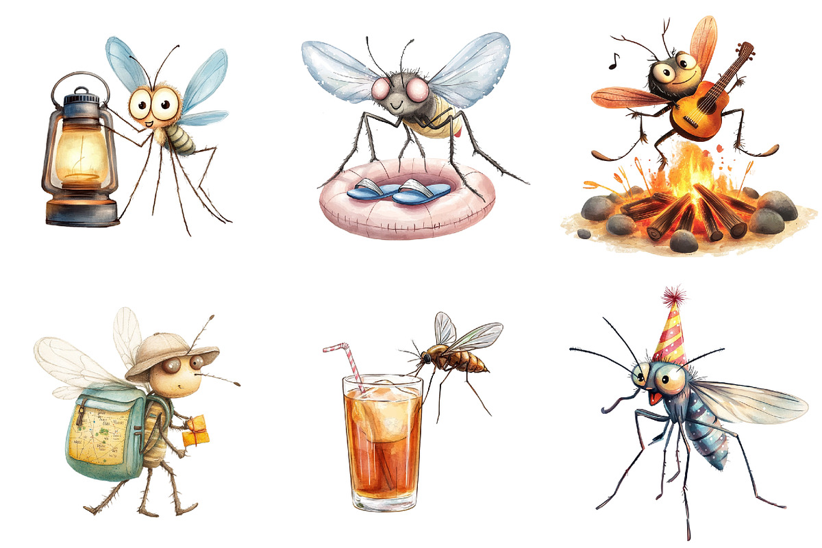 Summer Mosquitoes Clipart, an Illustration by Watercolor design (Photo 4 of 5)