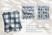 Indigo Watercolor Seamless Patterns, a Texture Illustration by YarovaArt (Thumbnail 2 of 18)