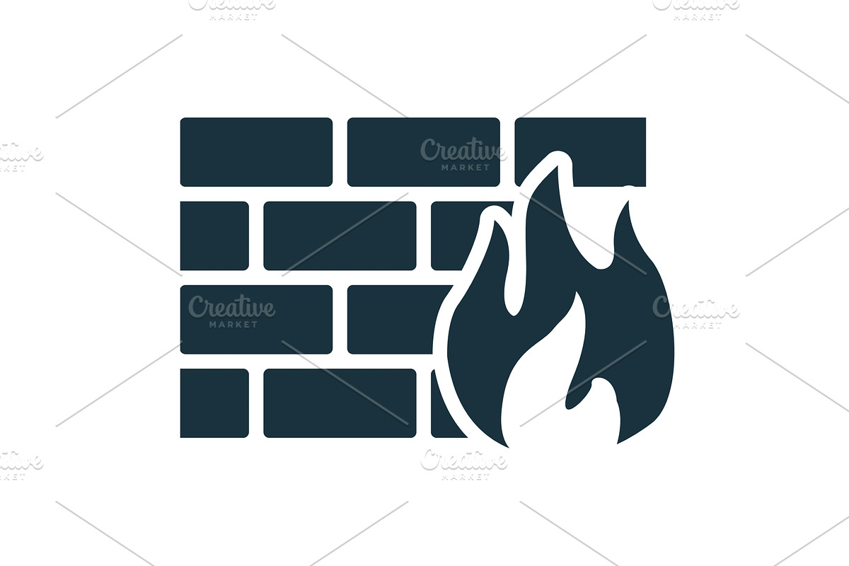 Firewall protecting data with brick, a Technology Illustration by Aimagenarium@gmail.com