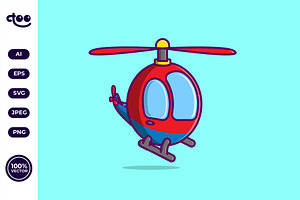 Simple Modern Red Helicopter Cartoon, a Transportation Illustration by Satisfactoons