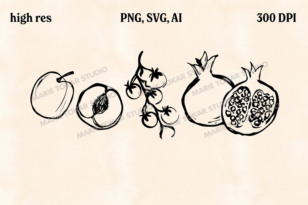 Whimsical Berry Fruit Bundle SVG PNG, a Food Illustration by Marie T (Photo 30 of 36)