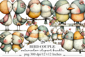 Bird Couple Sublimation Bundle, an Illustration by Designking