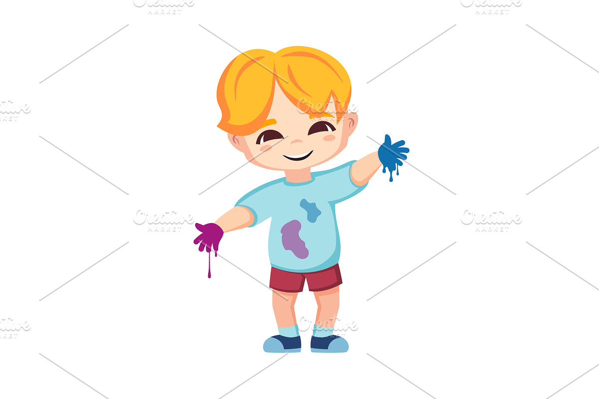 happy kid drawing. artistic painting, a Person Illustration by Multigon