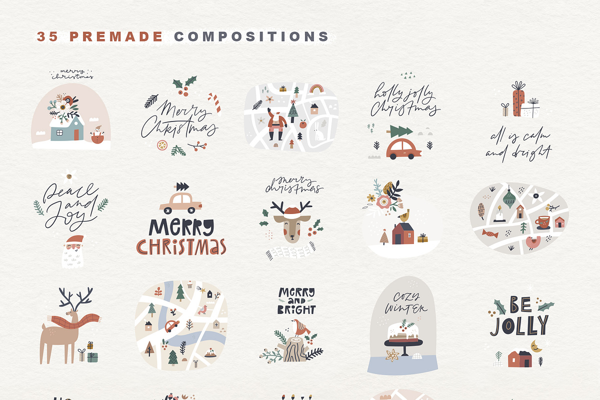 Scandi Christmas: map & card creator, a Decorative Illustration by Olia (Photo 11 of 19)