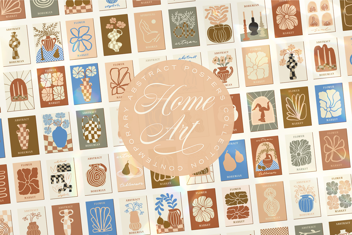 GALLERY WALL ART BOHO POSTER SET, a Decorative Illustration by Ayya Studio (Photo 1 of 17)