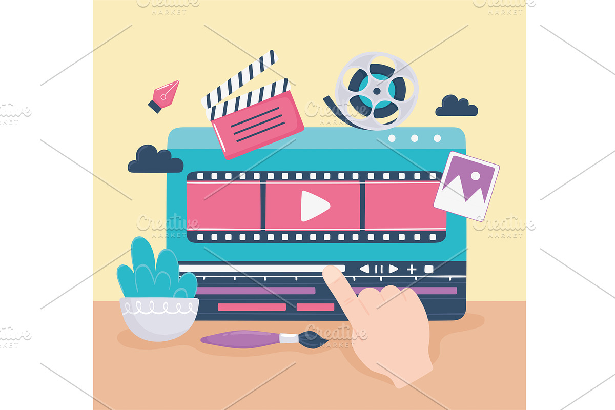 motion design computer screen, an Object Illustration by studiogstock