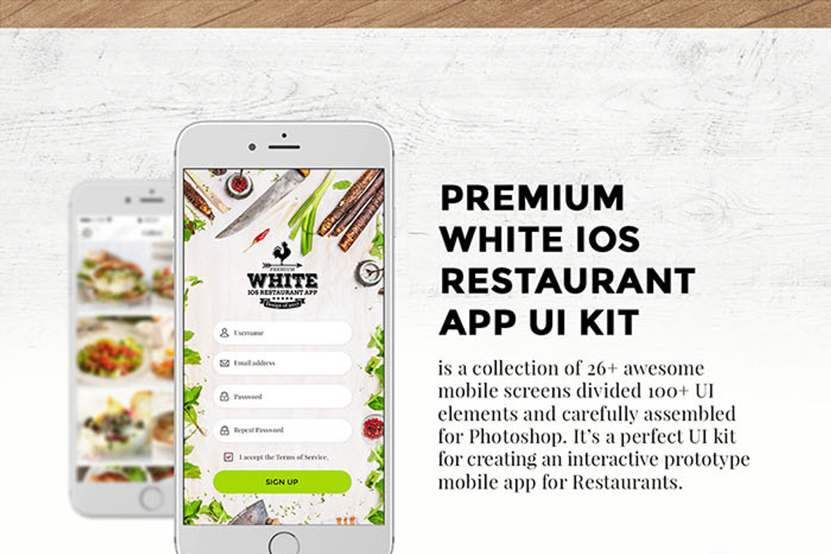 Premium White IOS Restaurant App ui, a Templates & Theme by Sladedesign (Photo 2 of 4)