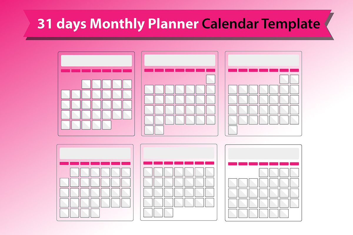 Monthly Planner Calendar Template, a Stationery Template by VL Shop (Photo 5 of 7)