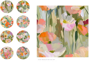 Abstract Poppy Seamless Pattern Set