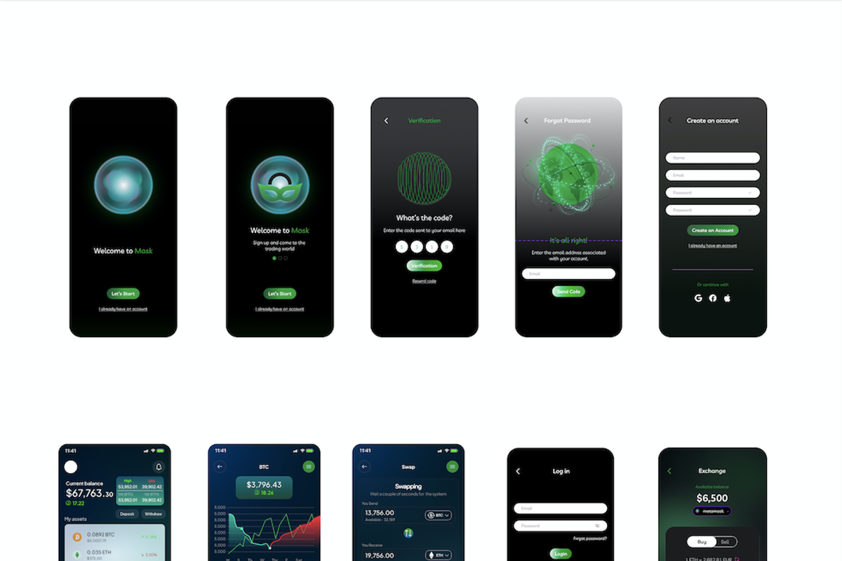 Crypto Trade Mobile and Landing Page, an UI Kit Template by Simona Meleca (Photo 2 of 5)