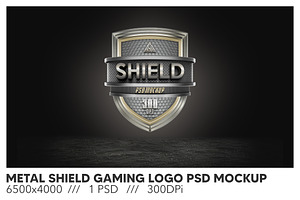 Metal Shield Gaming Logo PSD Mockup