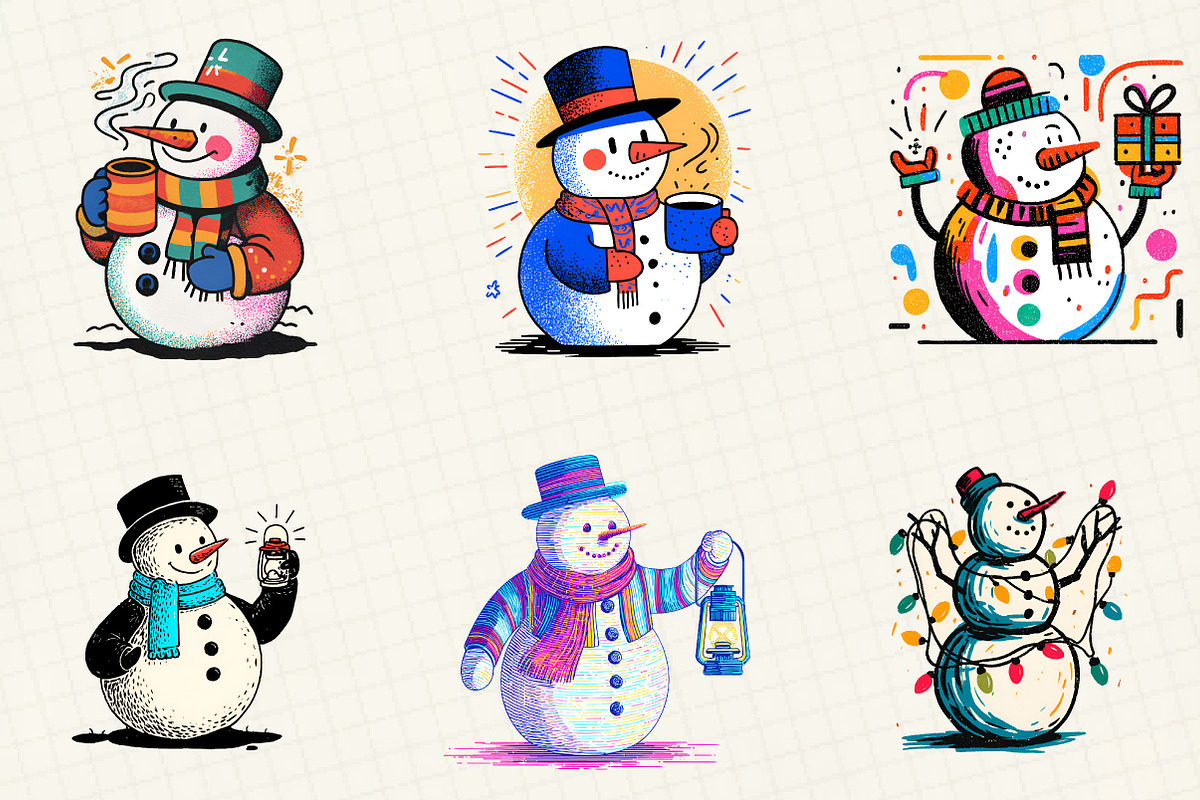 Christmas Snowman Clipart 2, an Illustration by DreamCafeArt (Photo 6 of 6)