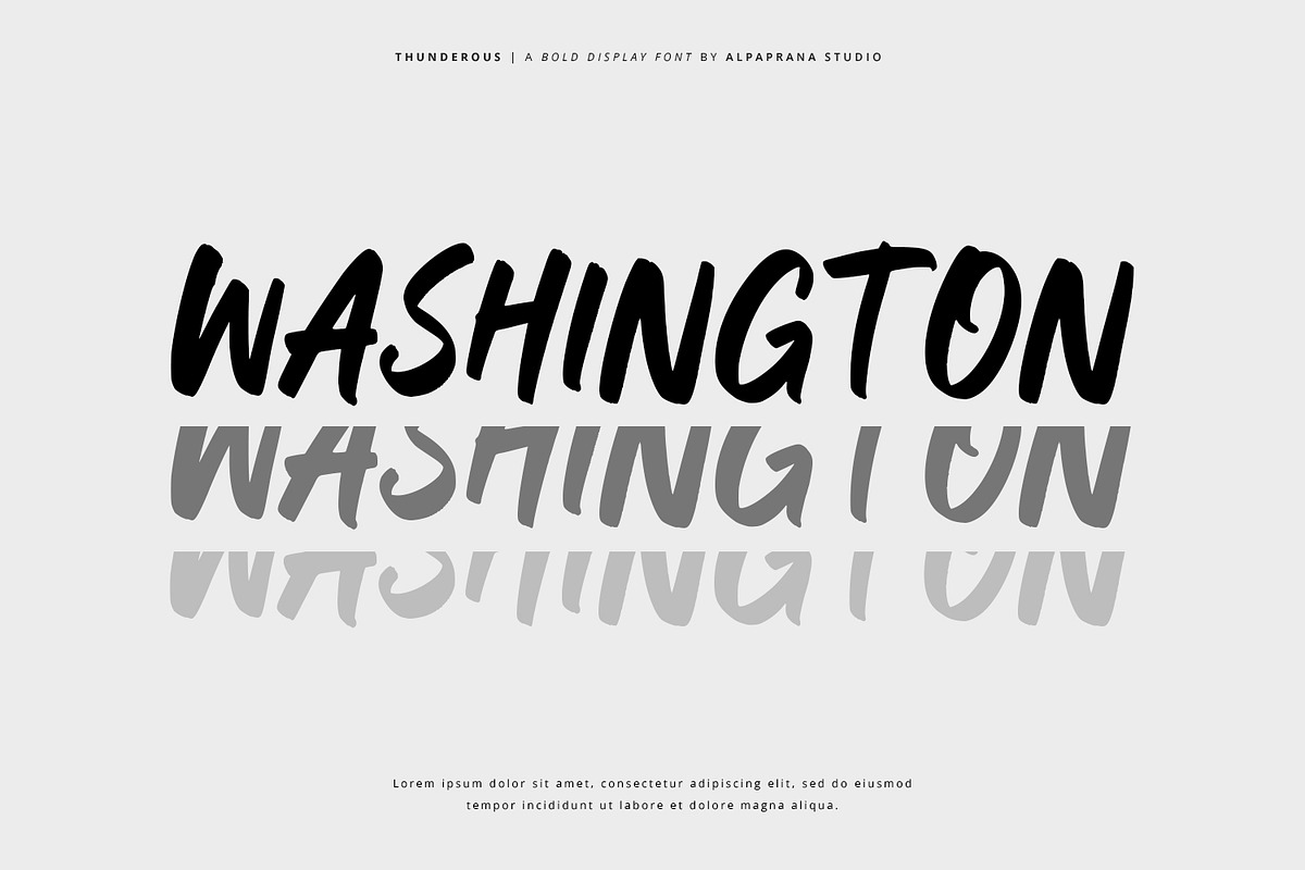 Thunderous - Bold Display Font, a Script Font by Alpaprana (Photo 4 of 12)