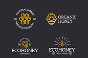 Set of retro vintage honey and bee logo or insignia, emblems, labels and badges and other branding objects. Vector line style, a Branding & Logo Template by GraphiShop (Thumbnail 4 of 4)