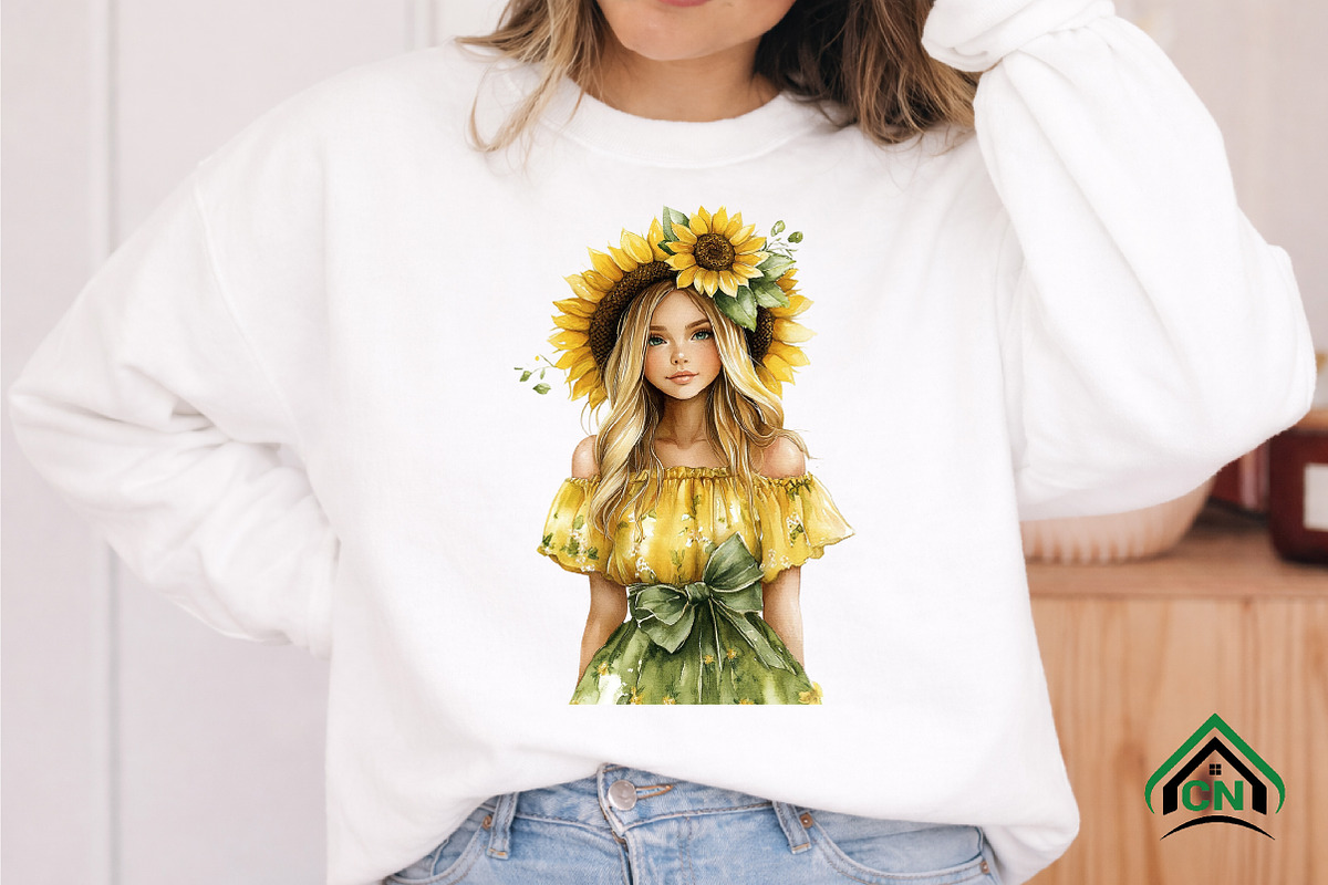 Watercolor Sunflower Summer Clipart, an Illustration by Craft Nest (Photo 9 of 12)