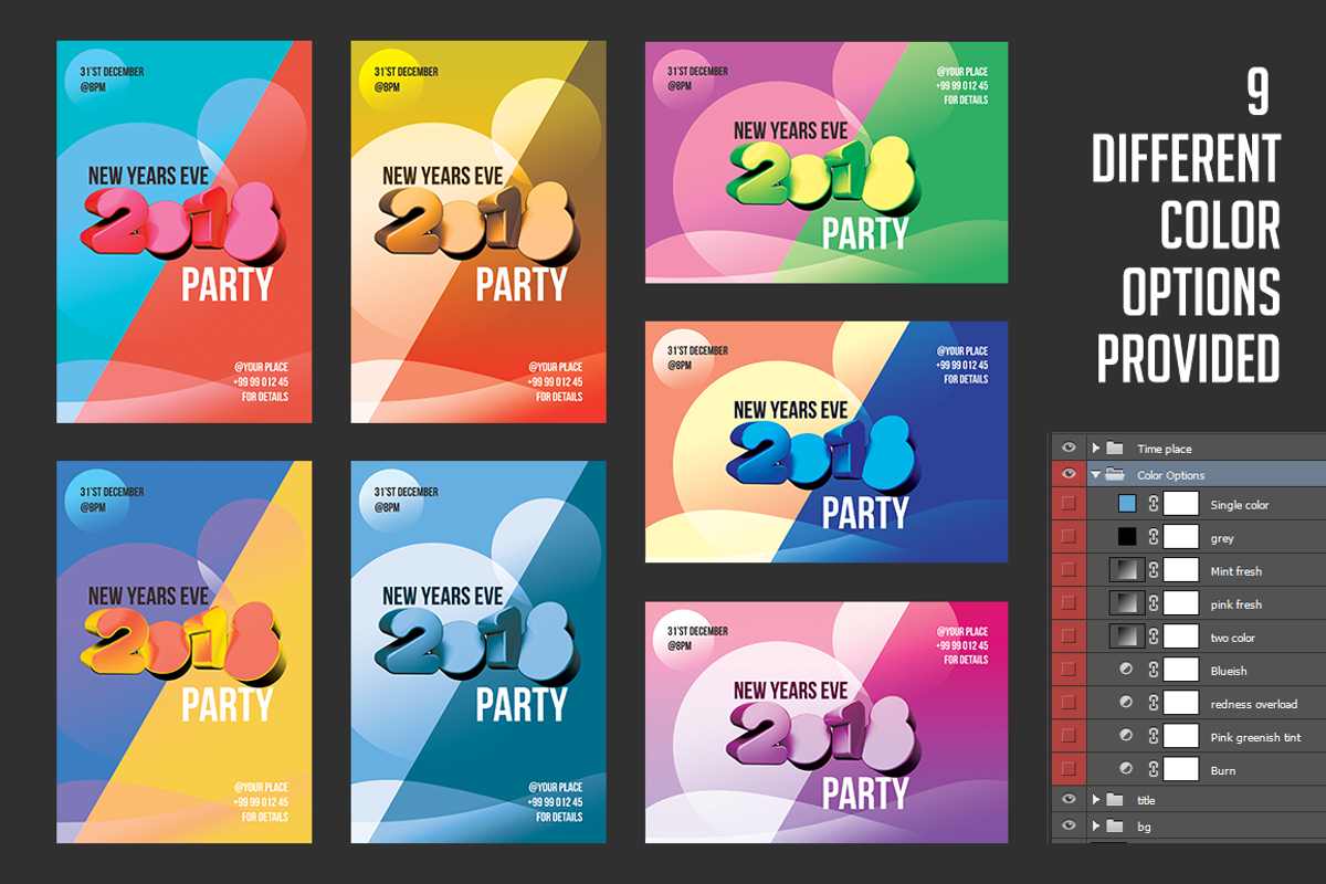 2018 New Years Minimal Party Flyer, a Flyer Template by akram (Photo 2 of 2)