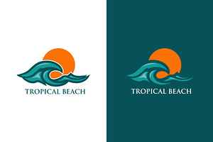 Ocean Wave and Sun Logo Design, a Branding & Logo Template by Saba Vector