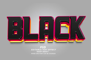 PSD Black 3d Editable Text Effect