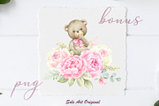 Little bear Baby girl shower Clipart, an Animal Illustration by Solo Art Original (Thumbnail 6 of 7)