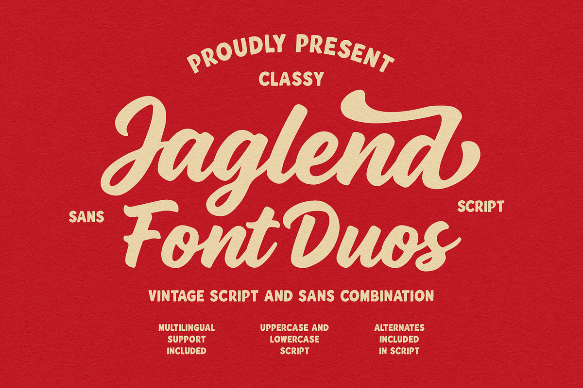 Jaglend Font Duo Vintage Script Sans, a Script Font by Maulana Creative (Photo 1 of 8)