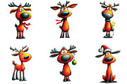 Cute Red Christmas Reindeer Clipart, an Illustration by CraftArtStudio (Thumbnail 3 of 6)