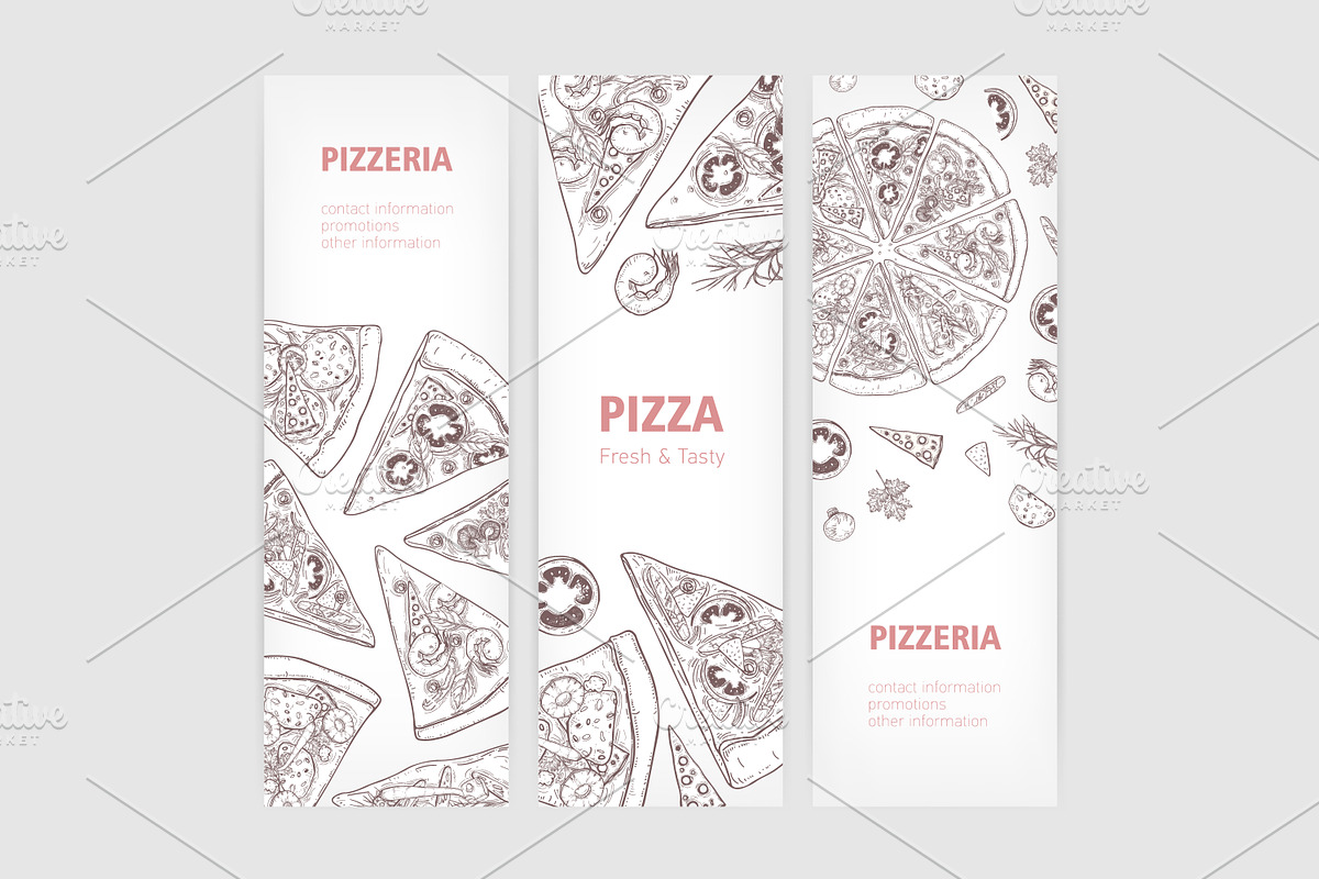 Slices of different pizza types, a Food Illustration by Good Studio (Photo 7 of 19)