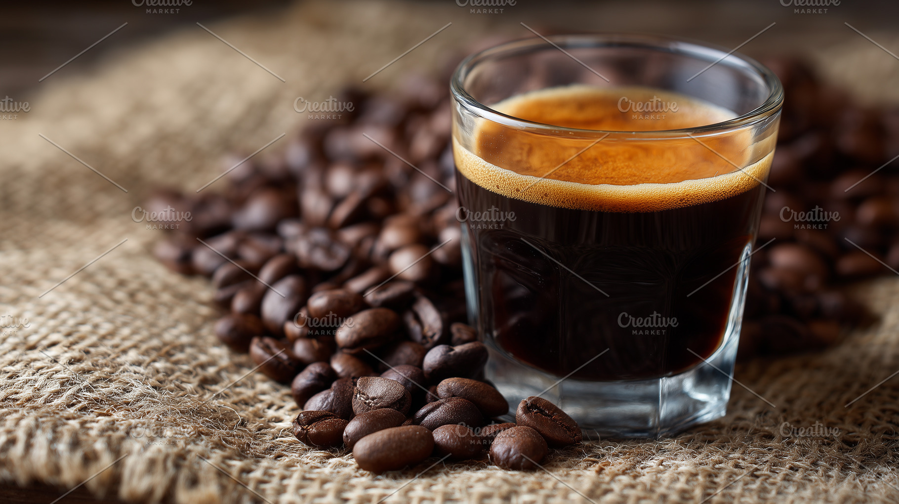 Rich shot of espresso in a glass, a Food & Drink Photo by MistyDay