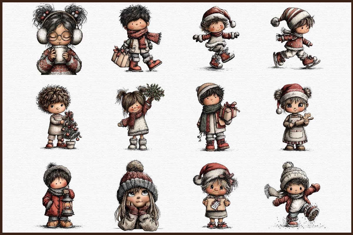 Christmas Kids Watercolor Clipart, an Illustration by Sublimation Artist (Photo 3 of 6)