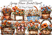 Spring Flower Basket Clipart, an Illustration by designcity5 (Thumbnail 1 of 5)