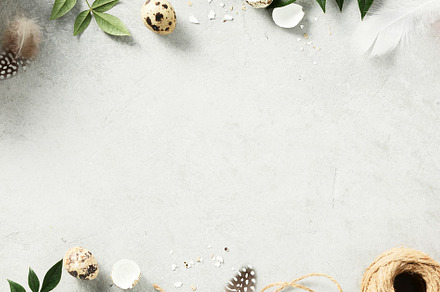 Banner. Easter background with spring flowers, eggs, feathers, g, a Holiday Photo by Natalia Klenova's Shop