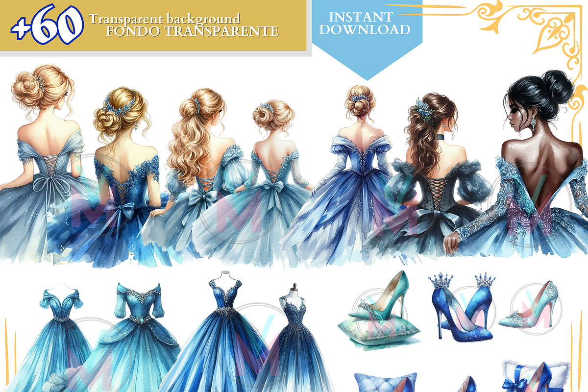 Blue Princess Clipart quince png dre, a Person Illustration by VM PARTYS  BY TAIRUMA (Photo 18 of 40)