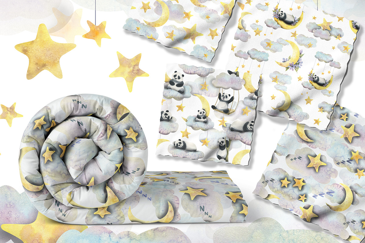Pandas & Moon Dreamy Watercolor, an Animal Illustration by NATASHA CHU (Photo 11 of 13)