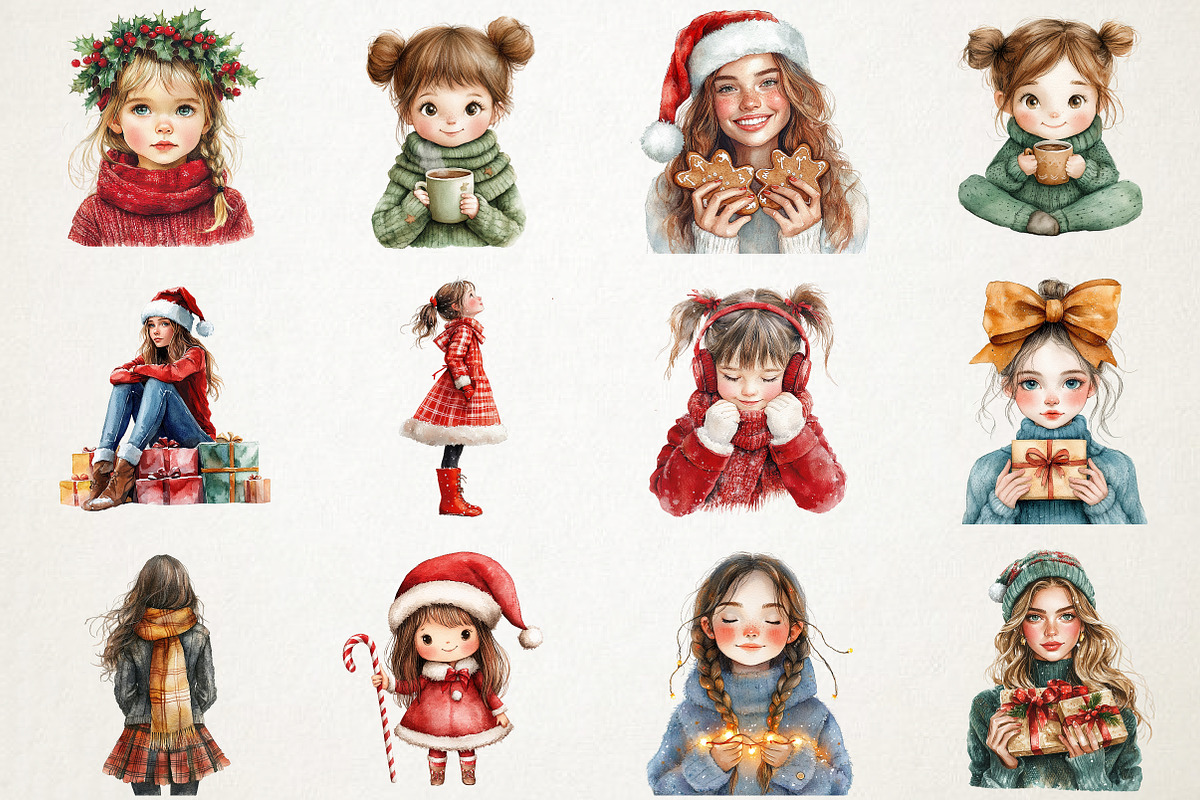 Christmas Cute Girls Sublimation Png, an Illustration by RobertsArt (Photo 7 of 7)