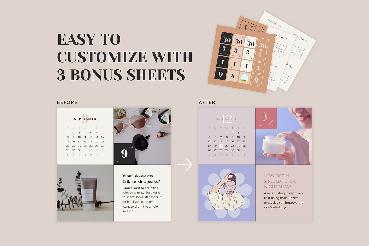 Instagram Calendar Post Templates, a Social Media Template by Keikoya (Photo 2 of 13)