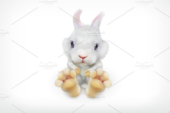 Cute White Rabbit Vector Icon
