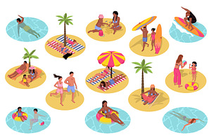 Summer Beach Isometric Set, an Object Illustration by alexdndz