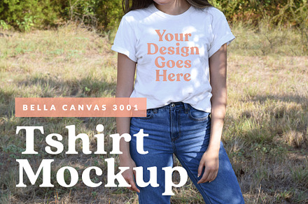Female White T-shirt Mockup PSD