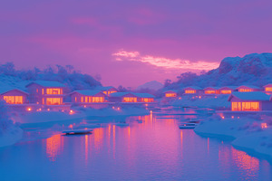 A snow-covered village, an Abstract Photo by Imaginarium