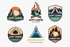 Set of outdoor camping logo, a Branding & Logo Template by DOMHOUZE