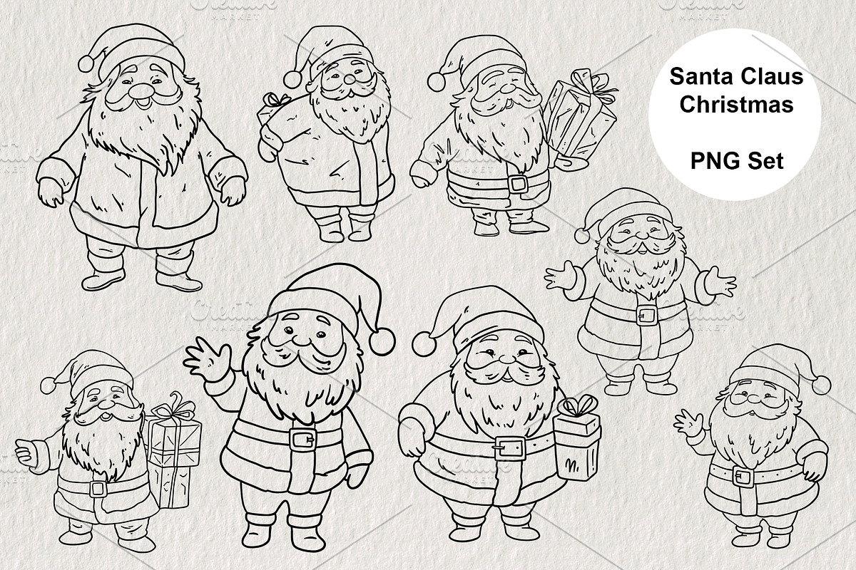 Santa Claus Christmas 15 PNG Set, a Decorative Illustration by LOKSKIH (Photo 1 of 5)