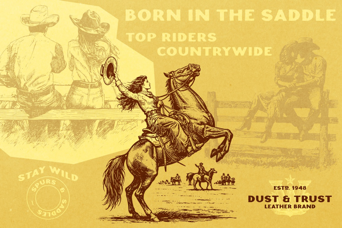 Vintage Retro Rodeo illustrations, an Object Illustration by Nocturnal Wolf (Photo 5 of 17)