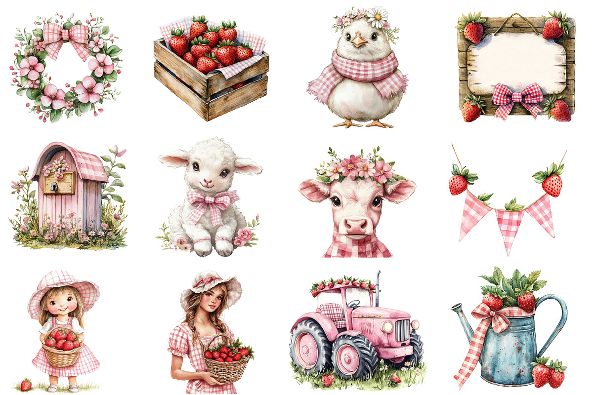 Watercolor Lovely Farm Clipart, an Illustration by Designworld (Photo 2 of 5)