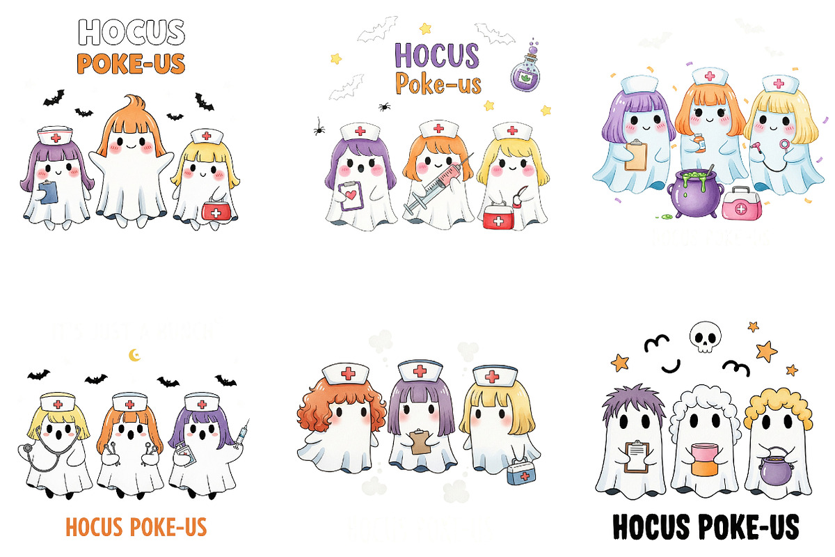 Funny Witch Nurse Ghost Clipart, an Illustration by DreamArtGraphic (Photo 3 of 4)
