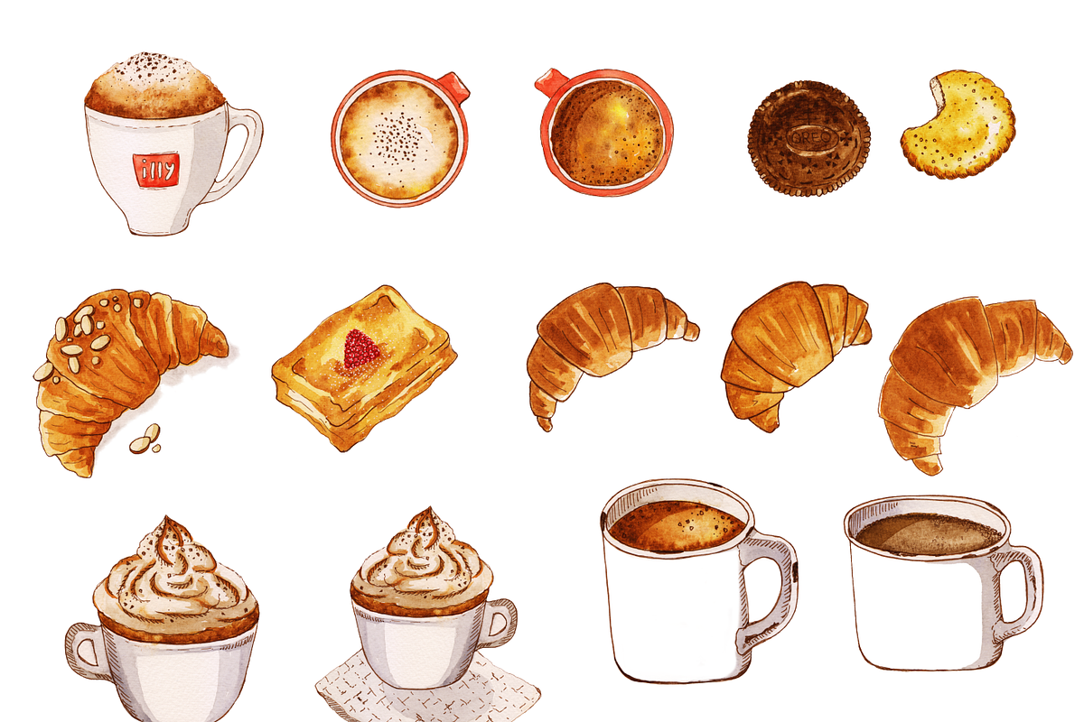 Watercolor Coffee Clipart | Cafe, a Food Illustration by Sahar Heumesser (Photo 2 of 6)
