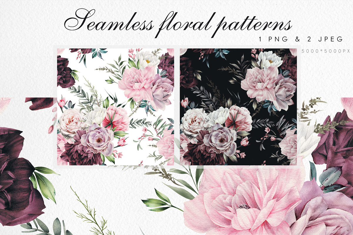 Watercolor Floral Bundle, a Texture Illustration by ollalya (Photo 81 of 112)