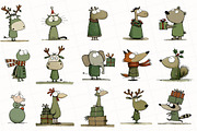 Hand Drawn Christmas Animals Clipart, an Illustration by OK Design (Thumbnail 4 of 6)