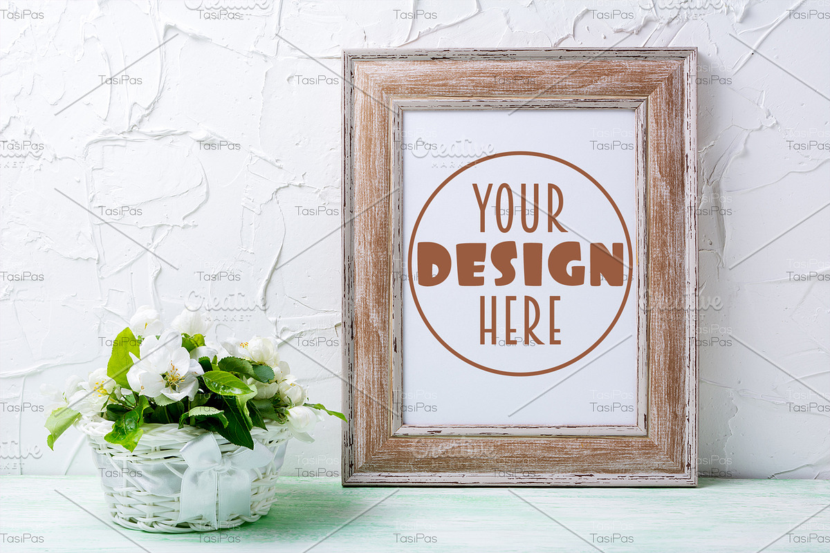 Frame mockup with apple tree flowers, a Print Template by TasiPas (Photo 1 of 4)
